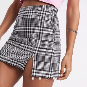 Bershka check mini skirt in monochrome, size medium